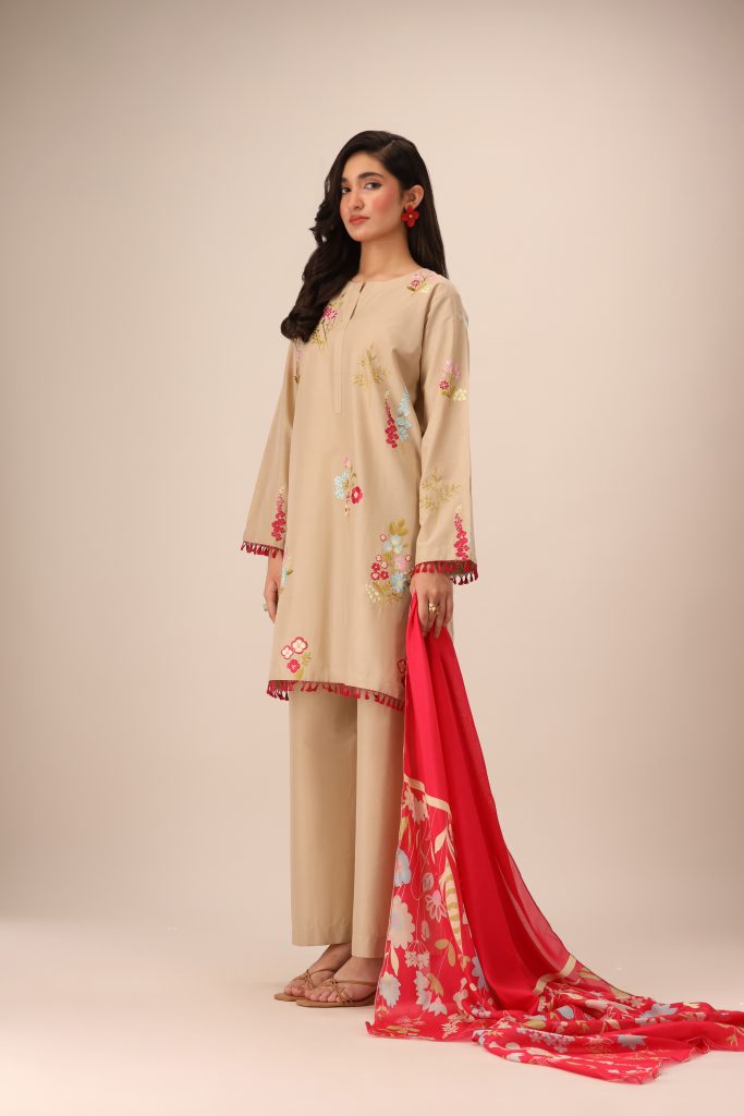 Ivory Blossom – Elegant Embroidered Cambric Ensemble